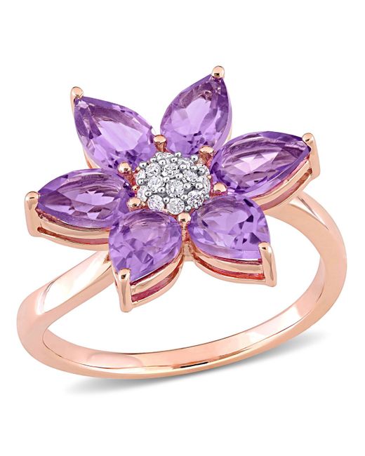 Macy's Amethyst and Diamond Floral Ring