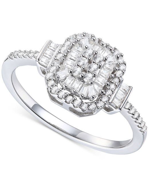 Promised Love Diamond Baguette Round Cluster Ring 1/3 ct. t.w.