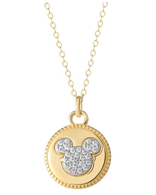 Disney Cubic Zirconia Mickey Mouse Disc 18 Pendant Necklace 18k Gold-Plated Sterling