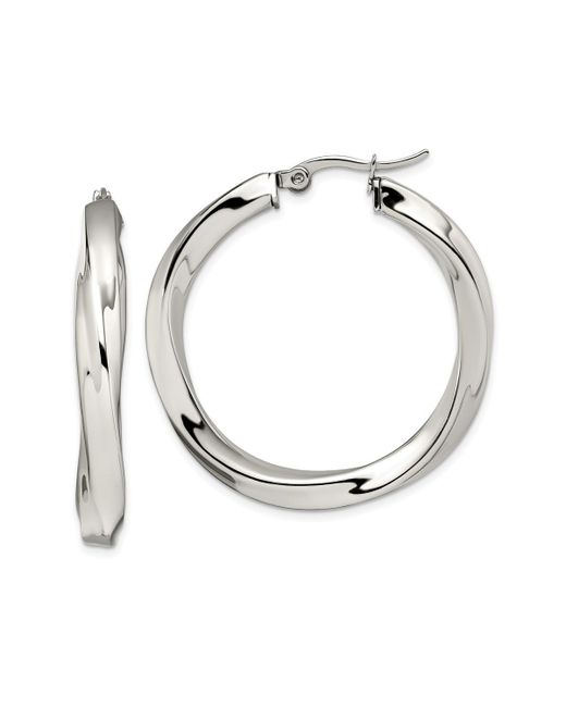Chisel Polished Hollow Twisted Hoop Earrings