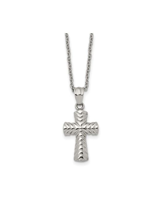 Chisel Polished Cross Pendant on a Cable Chain Necklace