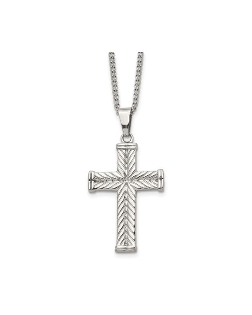 Chisel Polished Cross Pendant on a Curb Chain Necklace