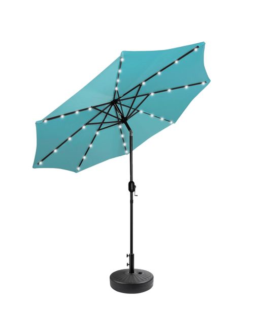 Westintrends 9 ft. Patio Solar Power Led lights Market Umbrella with Black Round Base