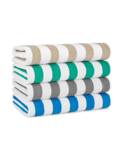 Arkwright Home California Cabana Beach Towel 4 Pack 30x70 Striped Soft Ringspun Cotton Oversized Pool