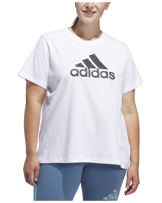 Adidas Plus Cotton Animal-Print Logo Short-Sleeve T-Shirt
