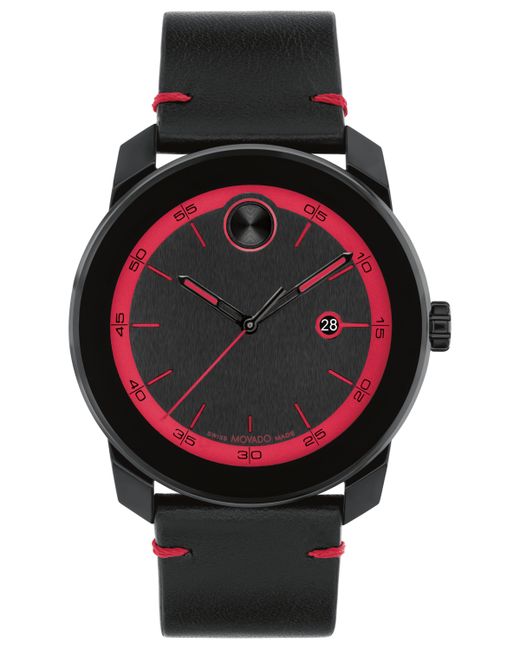 Movado Bold Tr90 Swiss Quartz Leather Watch 42mm
