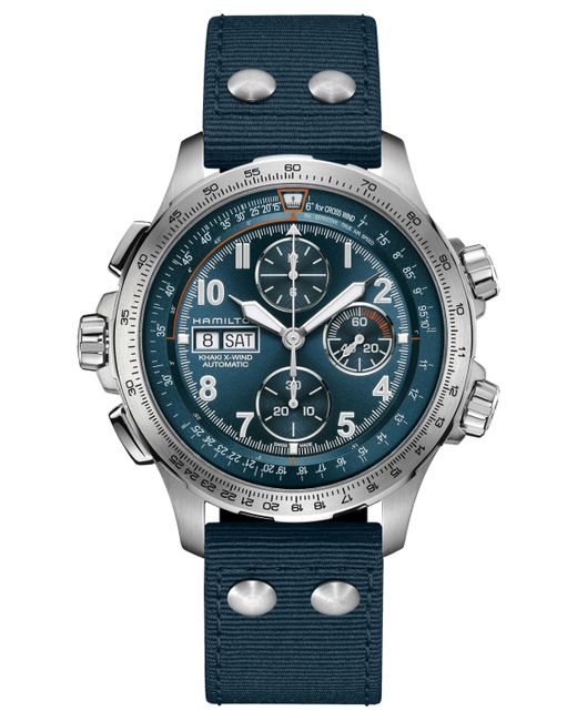Hamilton Swiss Automatic Chronograph Khaki Aviation X-Wind Textile Strap Watch 45mm