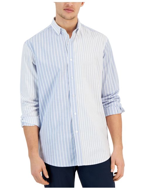 Club Room Mixed Stripe Long Sleeve Button-Down Oxford Shirt Created for