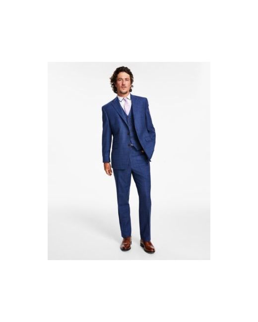 Tayion Collection Classic Fit Windowpane Wool Blend Suit