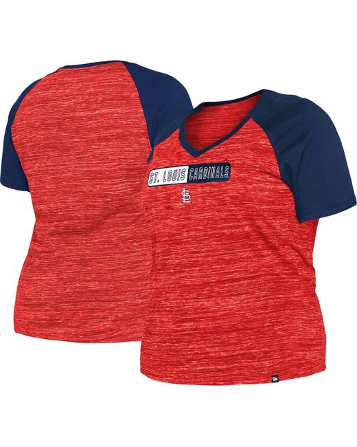 New Era St. Louis Cardinals Plus Space Dye Raglan V-Neck T-shirt