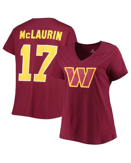Fanatics Terry McLaurin Washington Commanders Plus Player Name and Number V-Neck T-shirt