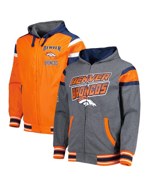 G-iii Sports By Carl Banks Gray Denver Broncos Extreme Full Back Reversible Hoodie Full-Zip Jacket