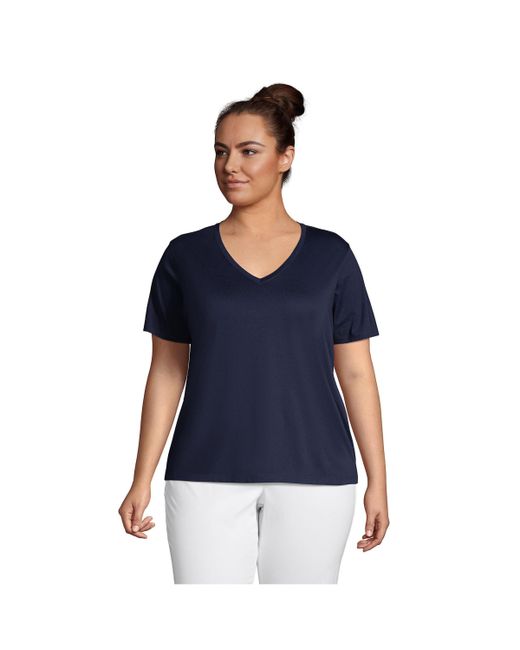 Lands' End Plus Relaxed Supima Cotton Short Sleeve V-Neck T-Shirt