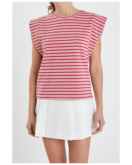 English Factory Stripe Sleeveless T-shirt red