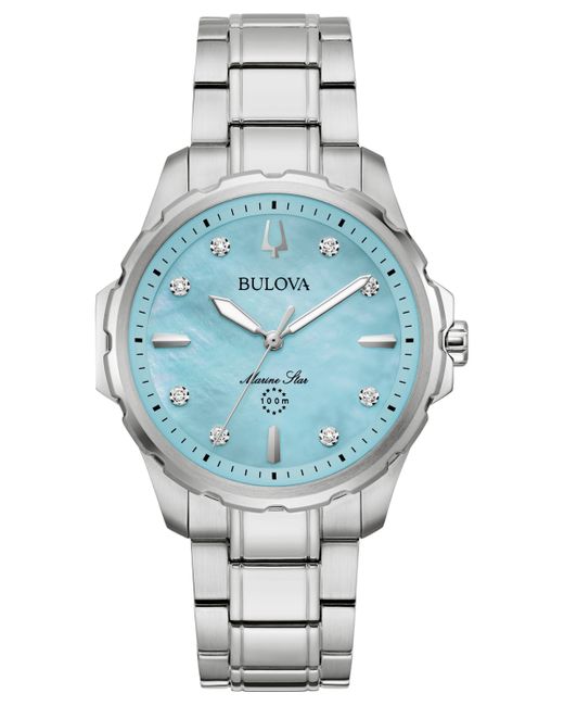Bulova Marine Star Diamond Accent Stainless Steel Bracelet Watch 36mm