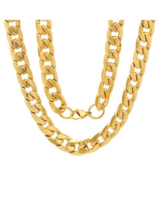 SteelTime 18k Plated Accented 6mm Cuban Chain 24 Necklaces