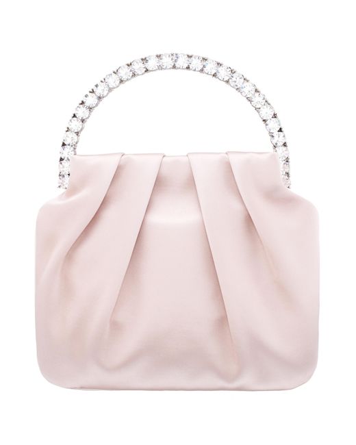 Nina Crystal Handle Satin Pouch Bag