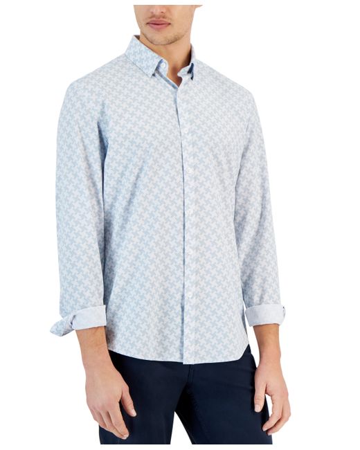 Alfani Regular-Fit Houndstooth Stretch Shirt Created for