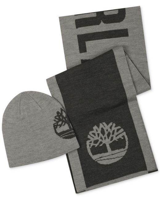Timberland Reversible Hat Logo Jacquard Scarf 2 Piece Set