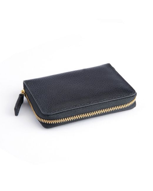 ROYCE New York Pebbled Leather Zippered Credit Card Wallet