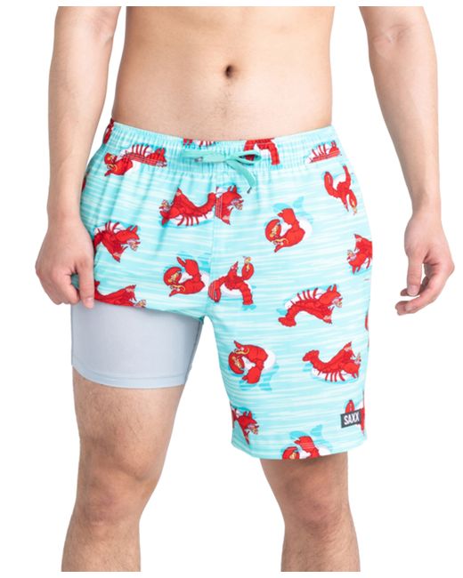 Saxx Oh Buoy 2N1 Lobster Print Volley 7 Swim Shorts
