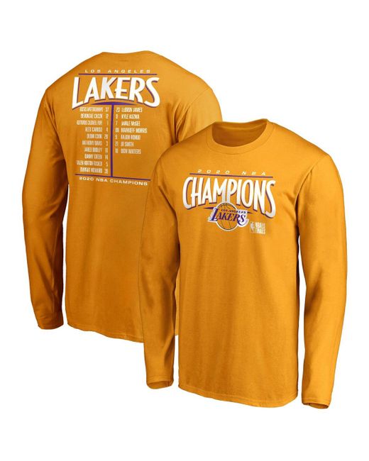 Fanatics Los Angeles Lakers 2020 Nba Finals Champions Streaking Dunk Roster Long Sleeve T-shirt