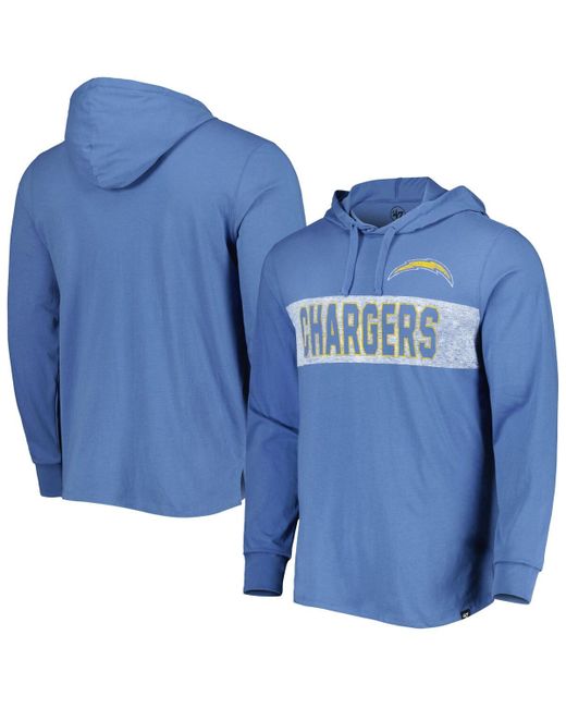'47 Brand 47 Brand Powder Distressed Los Angeles Chargers Field Franklin Hooded Long Sleeve T-shirt