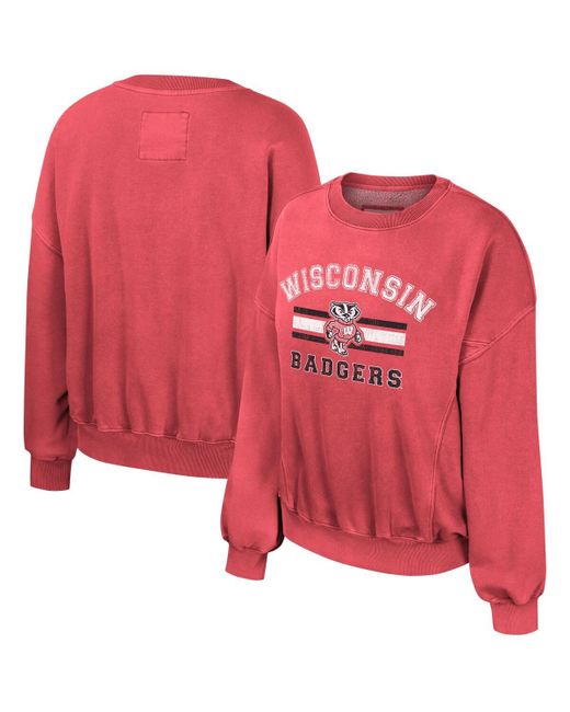 Colosseum Wisconsin Badgers Audrey Washed Pullover Sweatshirt