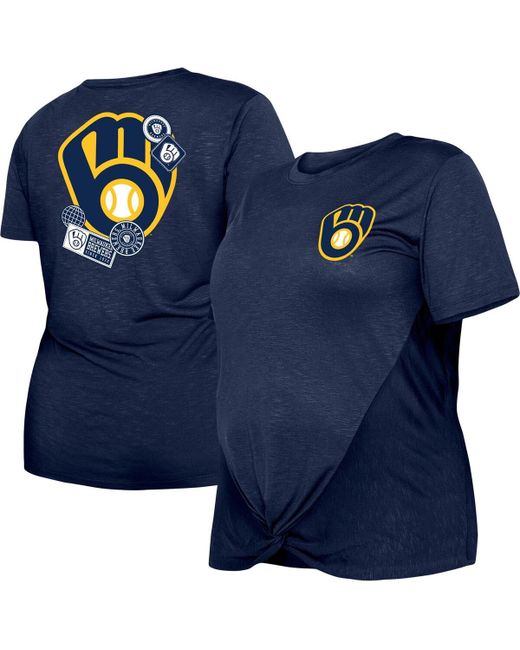 New Era Milwaukee Brewers Plus Two-Hit Front Knot T-shirt