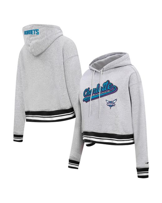 Pro Standard Charlotte Hornets Script Tail Cropped Pullover Hoodie