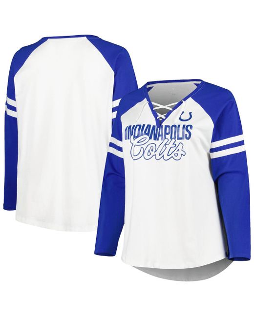 Fanatics Indianapolis Colts Plus True to Form Lace-Up V-Neck Raglan Long Sleeve T-shirt