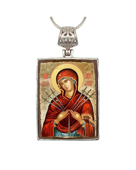 G.debrekht Virgin Mary of the Seven Swords Religious Holiday Jewelry Necklace Monastery Icons
