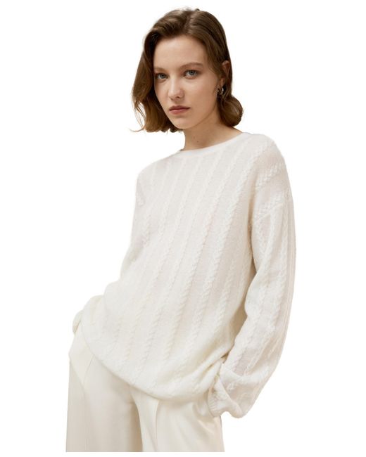 LilySilk Semi-Sheer Cable-knit Sweater