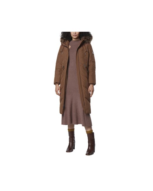 Andrew Marc Phoebe Zip Front Long Down With Faux Fur Trimmed Coats