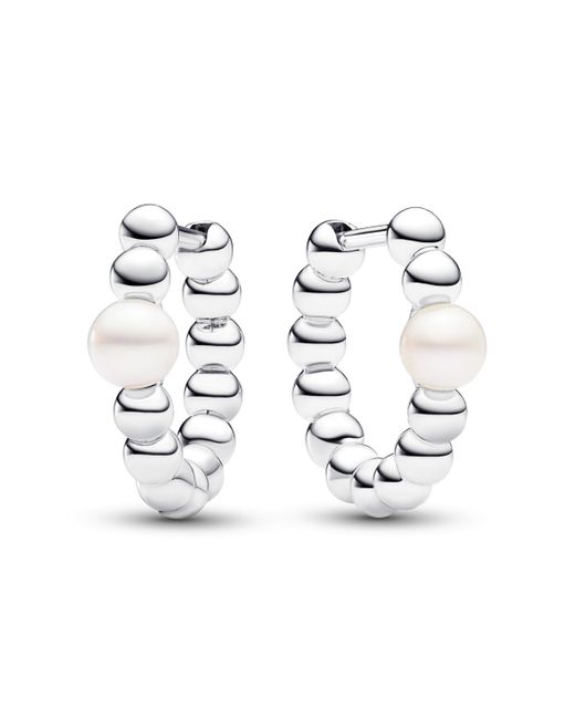 Pandora Treated Freshwater Cultured Pearl Beads Hoop Earrings