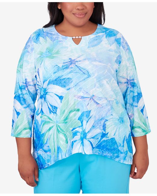 Alfred Dunner Plus Summer Breeze Floral Watercolor Top