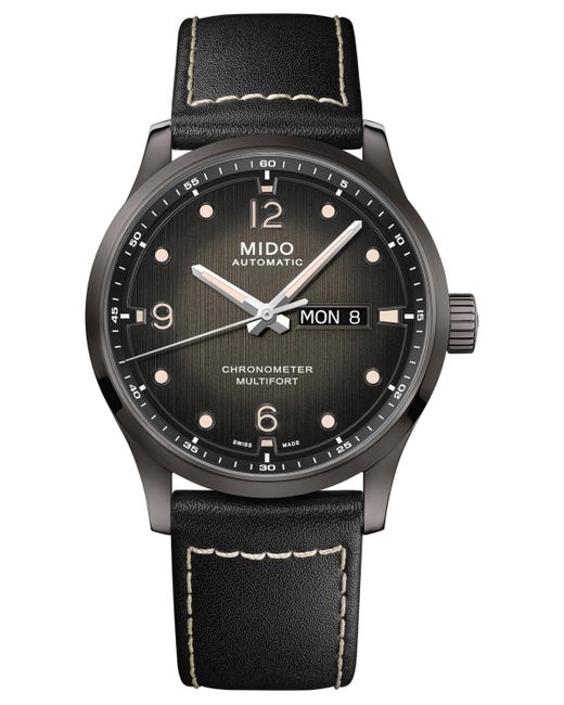 Mido Swiss Automatic Multifort Chronometer Leather Strap Watch 42mm