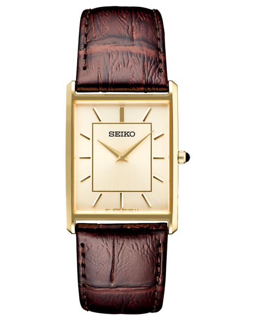 Seiko Essentials Brown Leather Strap Watch 29mm