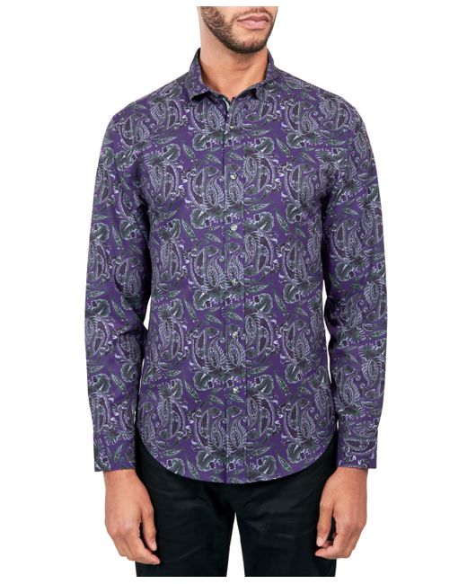 Society Of Threads Regular-Fit Non-Iron Performance Stretch Paisley Button-Down Shirt