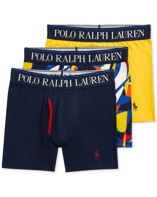 Polo Ralph Lauren 3-Pk. 4D Flex Cooling Microfiber Boxer Briefs Pattern Yellow
