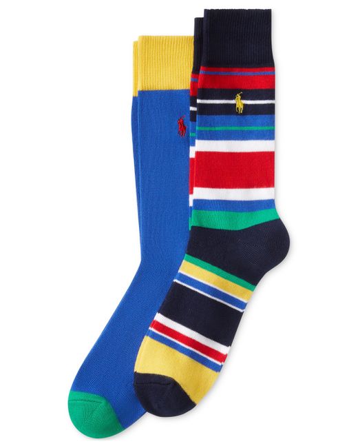Polo Ralph Lauren 2-Pk. Multi-Stripe Slack Socks