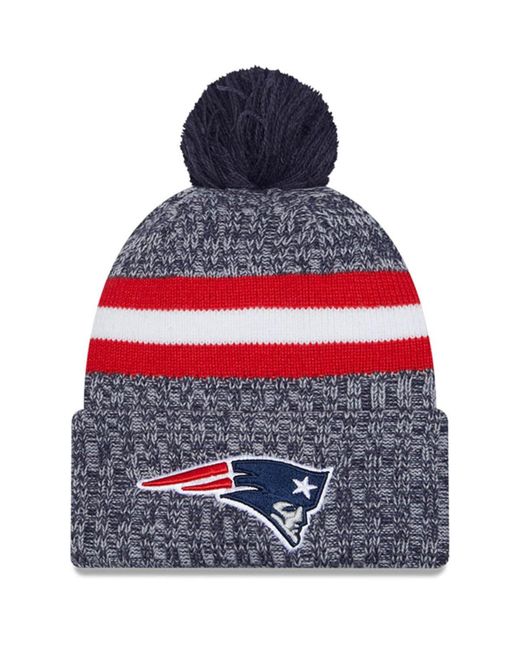 New Era New England Patriots 2023 Sideline Cuffed Knit Hat With Pom