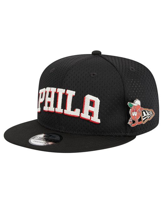 New Era Philadelphia 76ers Post-Up Pin Mesh 9FIFTY Snapback Hat
