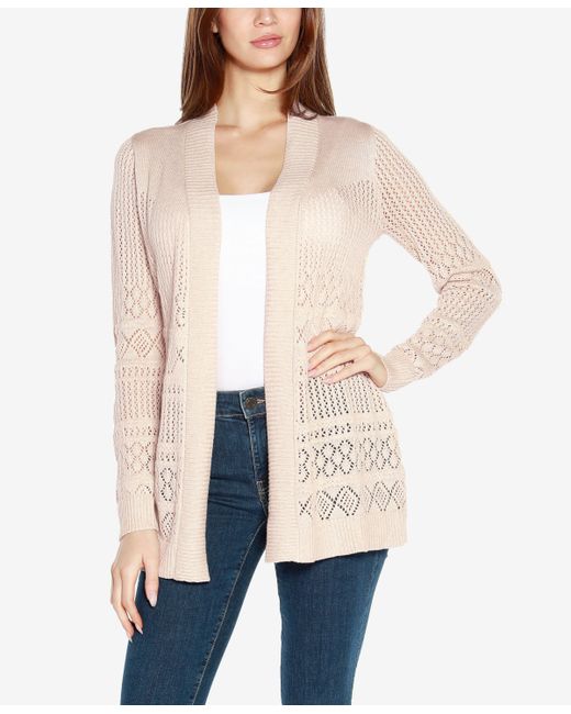 belldini Pointelle Long Sleeves Open Cardigan Sweater