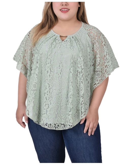 Ny Collection Plus Lace Poncho Top with Bar