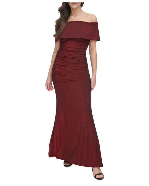 Vince Camuto Off-The-Shoulder Ruched Gown