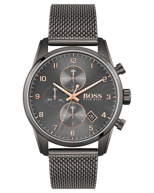 Boss Skymaster Chronograph Stainless Steel Mesh Bracelet Watch 44mm