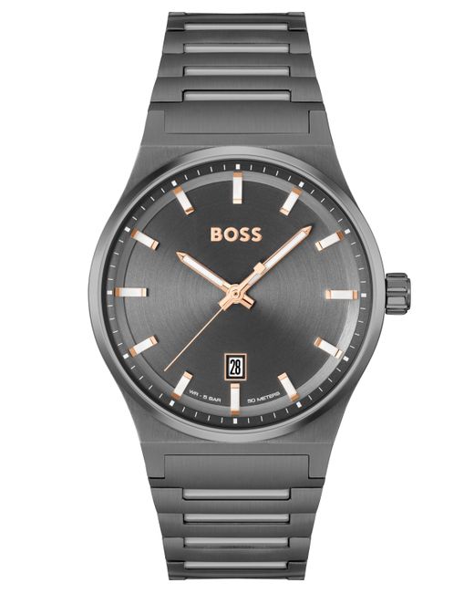 Boss Candor Quartz Basic Calendar Ionic Plated Steel Watch 41mm