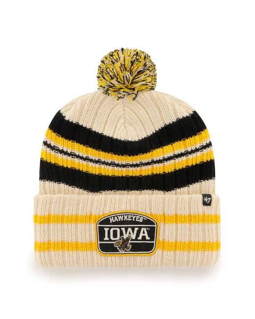 '47 Brand 47 Iowa Hawkeyes Hone Patch Cuffed Knit Hat with Pom