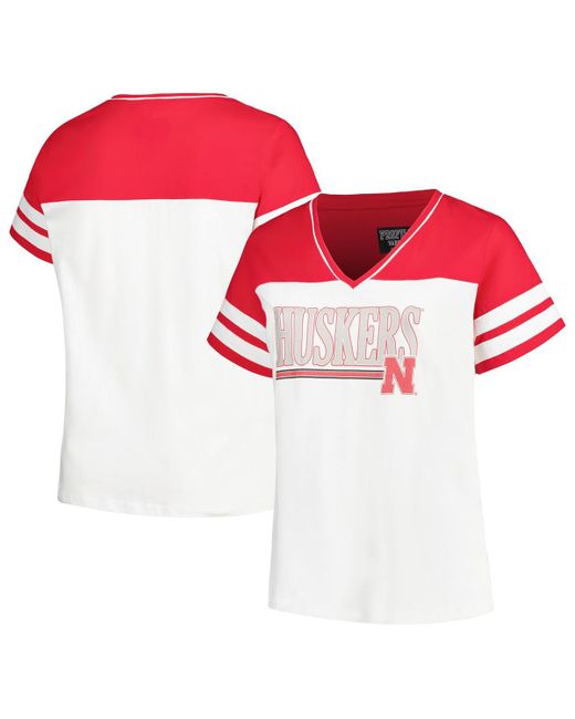 Profile Scarlet Nebraska Huskers Plus Field Game V-Neck T-shirt